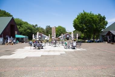 埼玉県農林公園　飲食店が建ち並ぶ広場