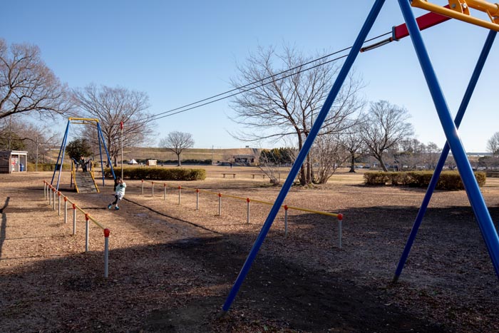 彩湖・道満グリーンパーク　遊戯広場（遊具の広場）に2018年春新装オープンしたロープスライダー