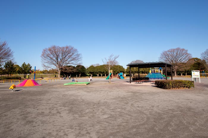 彩湖・道満グリーンパーク　遊戯広場（遊具の広場）に2018年春新装オープンした休憩舎